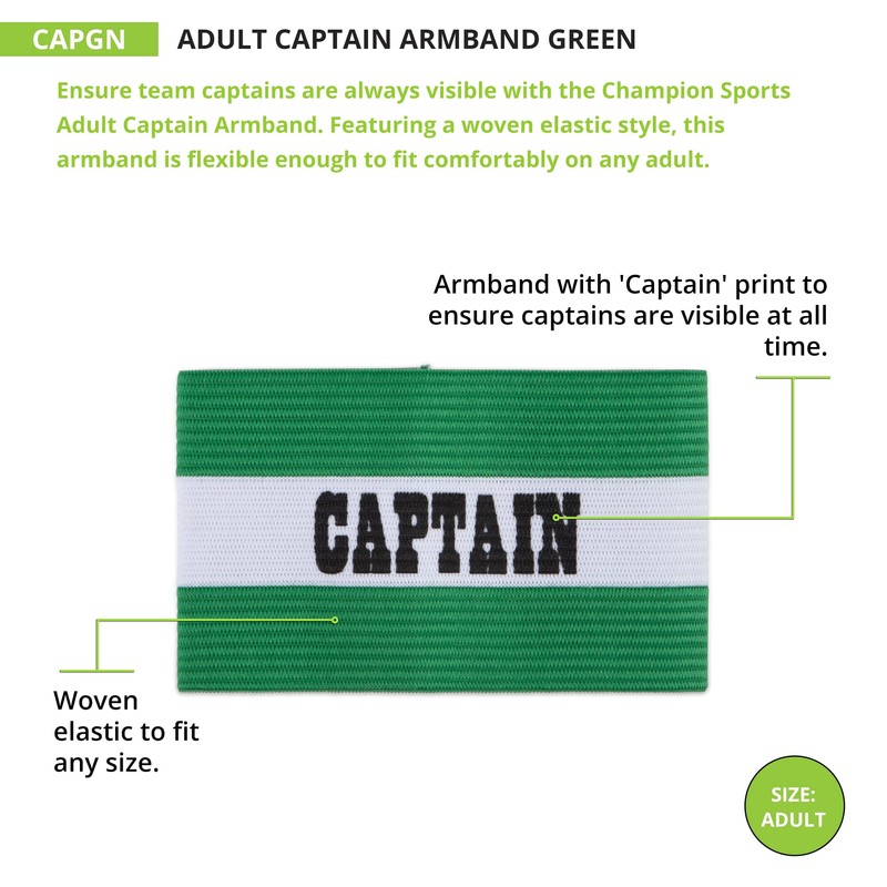 Champion Sports Soccer Captain's Arm Band, Green Color