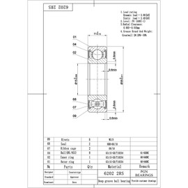 PGN (2 Pack) 6202-2RS Bearing - Lubricated Chrome Steel Sealed Ball Bearing - 15x35x11mm Bearings with Rubber Seal & High RPM Support
