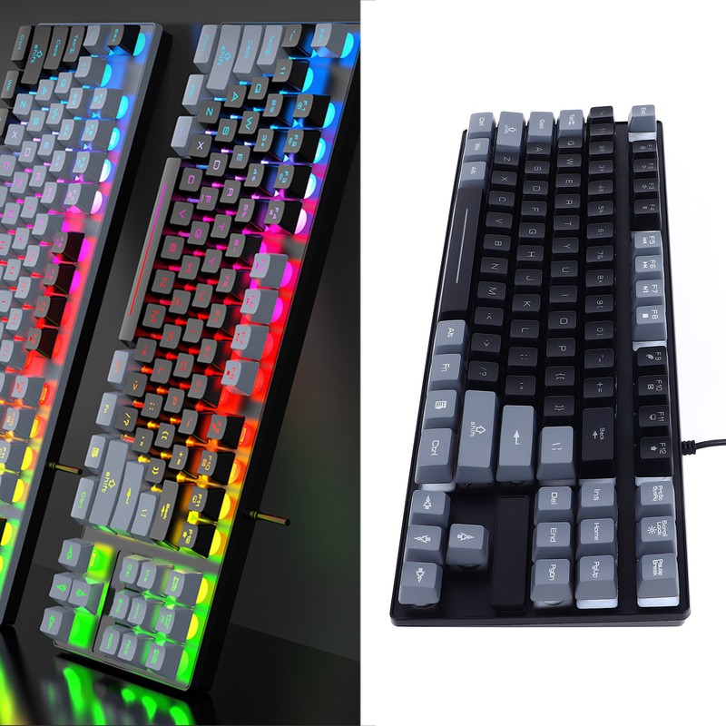 Gaming Keyboard USB 87 Keys RGB Backlit Floating Keycaps Contrast