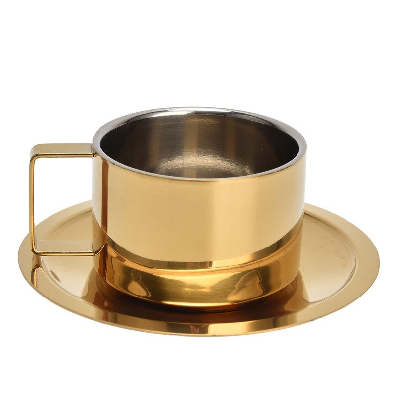 Coffee Cup Gold Fashionable Design Wearable Convenient Practical Stainless Steel