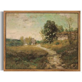 Bluebubble Framed Canvas Vintage Wall Art Home Decor Print, Cottage Road Forest Landscape Painting Wall Art Prints, Canvas Wall Art for Living Room,Bedroom, Office Hallway Decoration- 8"x10"