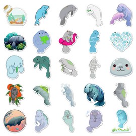 Bric Dodo Manatee Stickers for Car, Laptop, Phone, Guitar, Skateboard, Motorcycle, Bicycle, Sea Creatures Stickers Set, Vinyl Waterproof Aesthetic Stickers for Teenagers, Children, Adults, Pack of 5