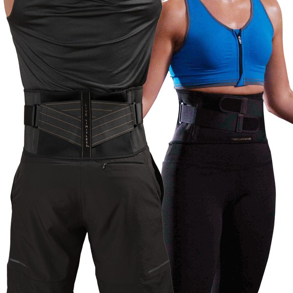 Copper Fit Unisex Adult Rapid Relief Back Support Brace with Hot/Cold Therapy, Black, Adjustable
