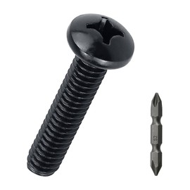 #10-32 x 1" Stainless Pan Head Machine Screws 50 Pcs, 18-8 (304) Stainless Steel Phillips Drive Pan Head, Full Thread, Black Coated, Fayeploo (with Double End Screwdriver Bit)