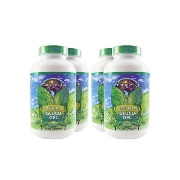 4 Bottles Ultimate Gluco-Gel 240 Capsules Each Youngevity Glucosamine Sulfate 500mg Joint Support (Ships Worldwide)
