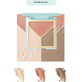 3D Highlighter & Contour Palette - Schimmerndes und mattes Puder für Gesichtskulptur, Nasenkontur, Rötungen und Bronze - All-in-One-Make-up-Palette (02# Kakao-Milchtee)