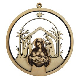 Virgin Mary Madonna Christmas Tree Wooden Ornament 5.5"
