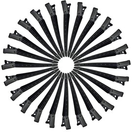 24 Packs Duck Bill Clips, Bantoye 3.35 Inches Rustproof Metal Alligator Curl Clips with Holes for Hair Styling, Hair Coloring, Black