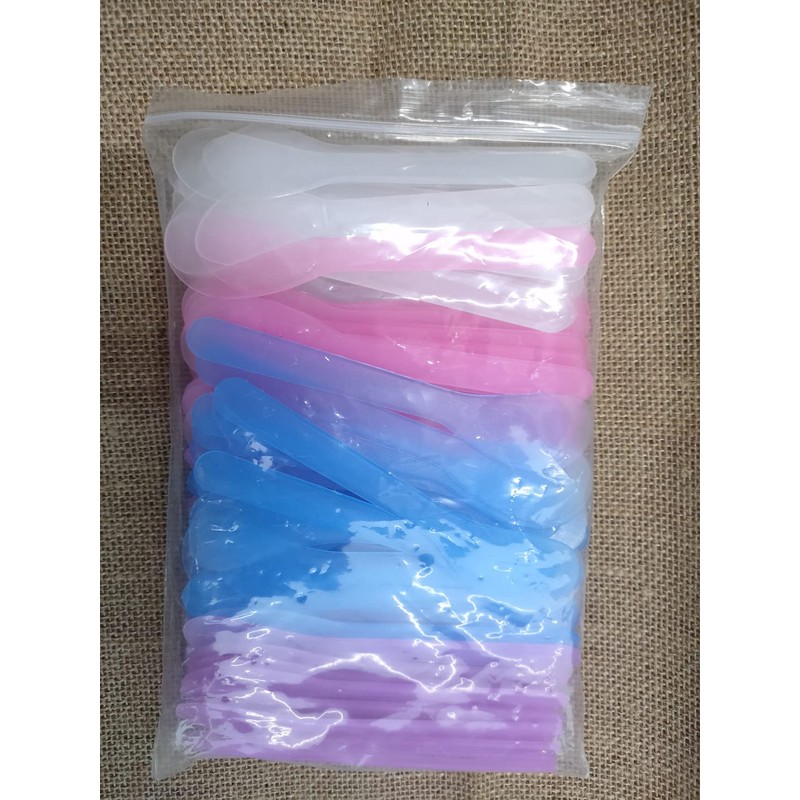 Ebonee 100 Pcs Plastic Cosmetic Mask Spatulas, 5 Inch Disposable
