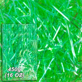 Kiddokids Easter Grass Craft Shredded Paper for Easter Baskets and Gift Wrapping - Easter Grass Filler for Easter Party Decorations and Stuffers (Iridescent Green, 16 OZ), Iridescent Green Easter