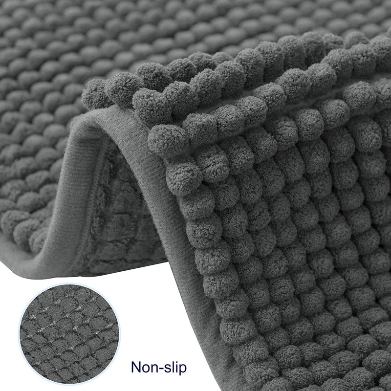 subrtex Chenille Bath Mat, Non-Slip Bathroom Rug, Absorbent Bath Mat,