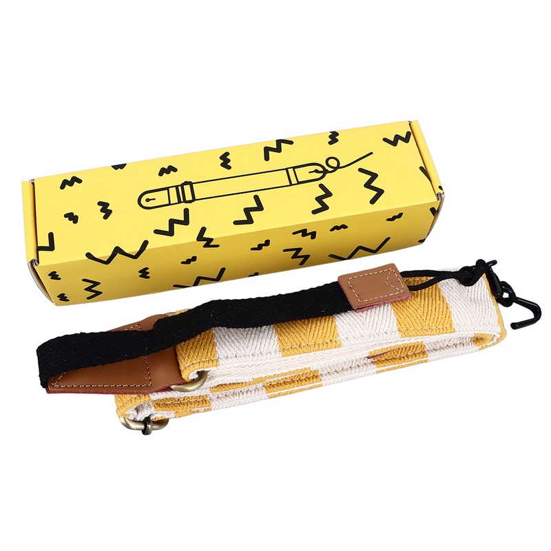 Ukulele Strap Cotton Adjustable Grid Pattern Hole Free Installation Belt