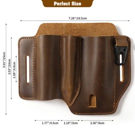 Jack&Chris Leather EDC Multitool Sheath for Belt, EDC Belt Organizer for Leatherman Tools, EDC Pocket Organizer for Men with Pen Holder, Key Fob, Flashlight Sheath, Black, JC302-13