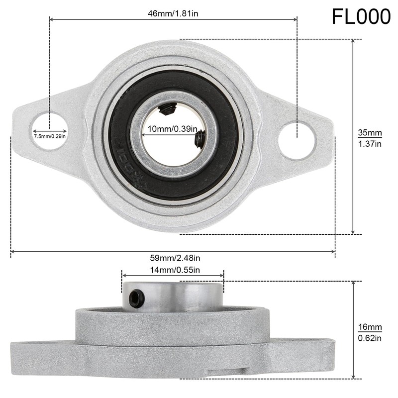 DiGiYes 4Pcs KFL000 10mm Inner Bore Mounted Flange Mounted Pillow