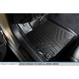 SMARTLINER Custom Fit Floor Mats 2 Row Liner Set Black for 2014-2021 Lexus is Sedan Rear Wheel Drive Only