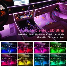 OMECO LED Interior Lighting Car USB Ambient Lighting 4 m 5050RGB with Footwell Lighting and Controller 12 V Strip Interior Lighting Atmosphere Light Footwell Waterproof Music Strip Set