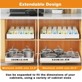 Pull out Cabinet Organizer, Expandable Pull-out Drawers for Cabinets, Slide out Drawers for Kitchen Cabinets, Pantry Organizers, Adhesive Nano Film, No Drill Install, DIY adjustable (12.6"~20.5") 1PC