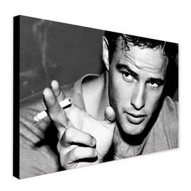 Young Marlon Brando - Movie Art - Wrapped Framed Canvas Wall Art (A4 [12 x 8 inch / 30 x 20 cm])
