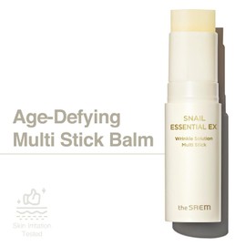 THESAEM Snail Essential EX Wrinkle Solution Multi-Purpose Balm Stick - Anti Aging & Moisturizing Face & Eye Treatment - Golden Snail Collagen Complex with Honey & Propolis for Firm Glow - 0.4oz