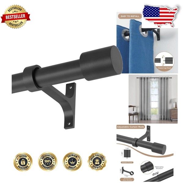 Heavy-Duty Matte Black Curtain Rods 1-Inch Diameter for Elegant Window