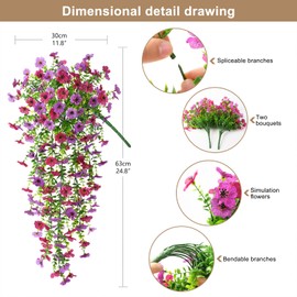 ZFProcess Artificial Hanging Flowers Plants for Outdoor Spring Decoration, 2PCS Faux Silk Daisy UV Resistant Look Real for Outside Home Indoor Planter Porch Window Yard Decor(Light Purple Red)