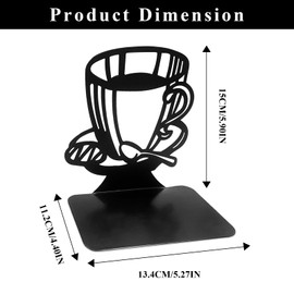 CIGAA Bookends, 1 Pair Heavy Duty Metal Bookends, Brown, Anti-Slip Book Stopper for Home Office Library, Coffee Table