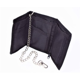 Canvas Wallet with Chain Mens Boys Black (Canvas Wallet with Chain)