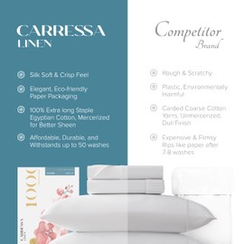 Carressa Linen Luxury Egyptian Cotton Sheets California King Size - 1000 Thread Count Blush Pink 4 Piece Cal King Sheets, Soft, Cooling Extra Long Staple Sateen Bed Sheets - Fits Upto 18” Deep Pocket