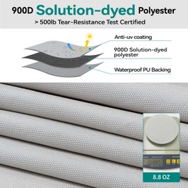 Tuszom 100% Waterproof 900D Solution-Dyed Boat Cover with 17 Windproof Straps for Trailerable Fits V-Hull, Tri-Hull Bass Boat, Runabout, Fishing Boat, Ski Boat, Bass Boat 14' - 16' L, UP to 90" W