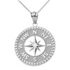 .925 Sterling Silver Navigation Compass 1 Pendant Necklace, 20
