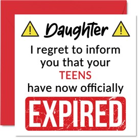 Lustige Geburtstagskarte zum 20. Geburtstag für Tochter Your Teens Have Expired Happy Birthday Karte für Tochter von Mama Papa Eltern 145 mm x 145 mm Banter Joke Humor Geburtstag Grußkarten Geschenk