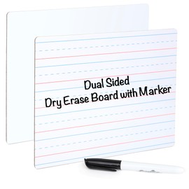Small White Board- Small Dry Erase Board for Kids, Small Lined whiteboard Dry Erase Lap Board, Double Sided, with Black Dry Erase Marker - 9x12 Inch - Writing Board for Home School, Office