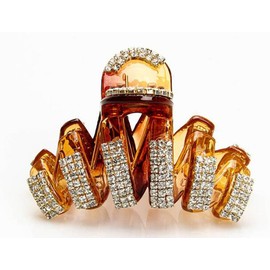 Suoirblss Rhinestones Hair Claw Clip Elegant Style Fancy Jaw Clips for Women Lady Girls Thick Hair (Brown)