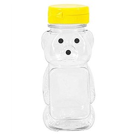 Yellow 8 Oz Plastic Bear Honey Bottle Jars, Empty Honey Squeeze Bottle with Flip-top Lid for Storing and Dispensing, Yellow Flap Caps for Storing and Dispensing Garlic Presses,Storage and Organization