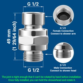 Shower Connector Ball Joint Shower Head Swivel Ball Adapter Brass Adjustable Shower Arm Extension Universal Component Polish Chrome