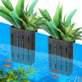 JOUTYFOR Upgraded Aquarium Plant Holder with Hooks and Suction Cups for Fish Tank Aquaponic Plant Cultivation and Aquascape Decorations (Black)