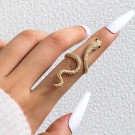 Inateannal Punk Snake Rings Open Adjustable Snake Rings Gothic Snake Wrap Ring Gold Snake Finger Ring Vintage Snake Ankle Rings Animal Snake Index Finger Rings, Zinc, No Gemstone