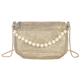 Women's Glitter Bag, Gold Rhinestone Clutch Purses Gold Evening Bag Diamond Handbag Elegant Bridal Bag Women's Shoulder Bag for Evening Prom Wedding Party Banquet, gold