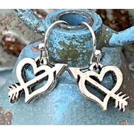 Silver Etched Heart and Dangle Earrings Love. Jewelry Earrings for Women #3298FE421