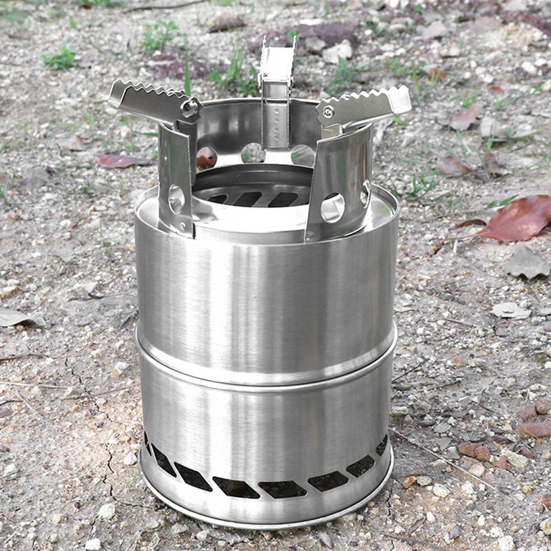 Outdoor Camping Equipment Windproof Wood Stove Cooking Stainless Steel Movable