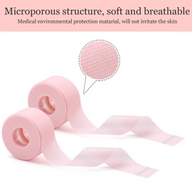 Gemsanva 2Pcs Lash Tape for Eyelash Extensions,Breathable & Easy Tear Micropore Tape, Professional Eyelash Extension Supplies,1in x 4yd (Pink)