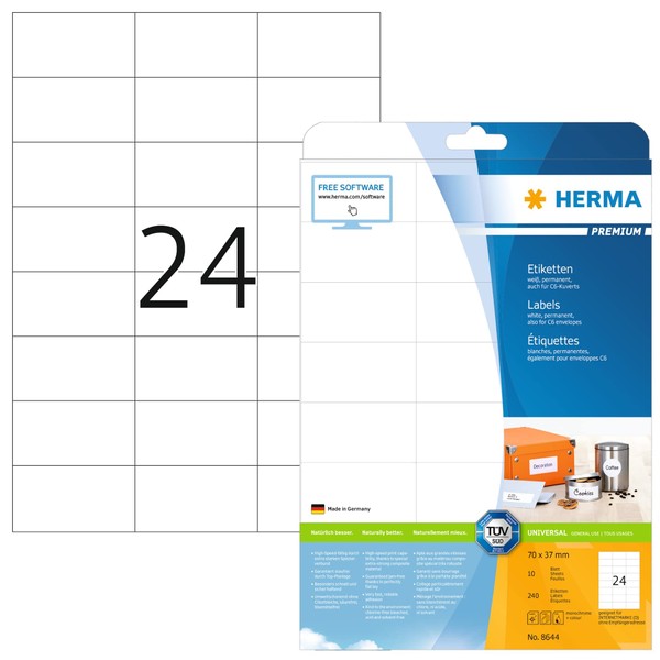 HERMA 8644 Labels Premium A4 70x37 mm white paper matt