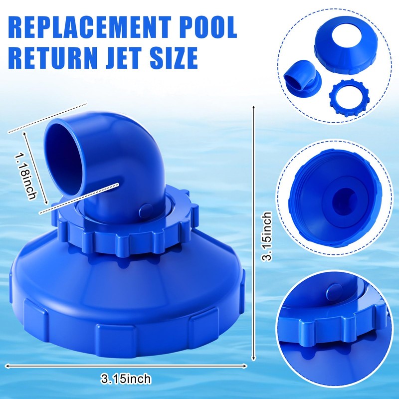 Funnymoom 4 Pcs Pool Jet Nozzles 360°Swivel Rotatable Pool Inlet