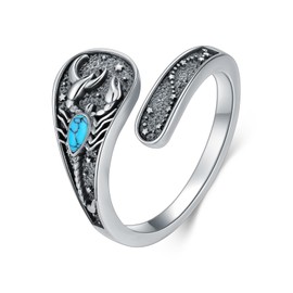 HUKKUN Scorpion Ring Sterling Silver Scorpion Spoon Ring Animal Jewelry for Women