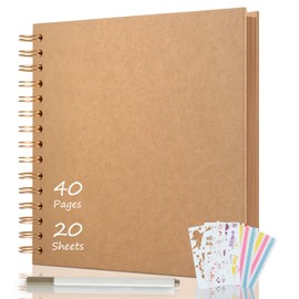 AIOR Photo Album for DIY and Gluing, DIY Spiral Album 40 Pages, Photo Albums Scrapbook 21 x 21 cm, Photo Book for Baby Valentine's Day Birthday Anniversary Gift (Khaki)