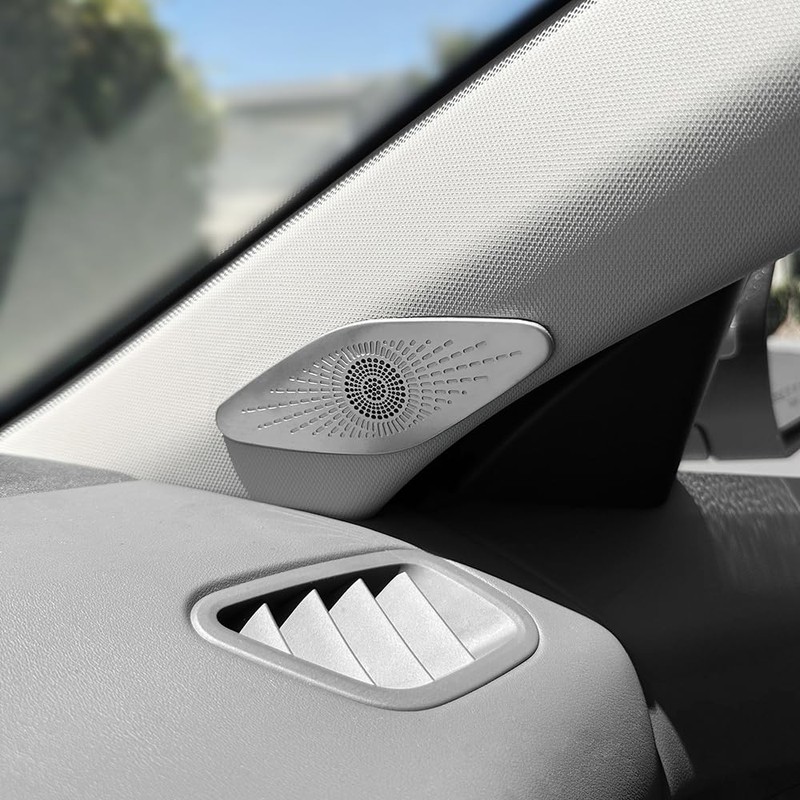 YOUTOOCAR 2PCS Stainless Steel Front Door A-Pillar Speaker Covers Trim