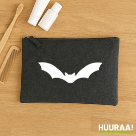 Huuraa Toiletry Bag Bat Silhouette Gift 1 Litre Charcoal Felt Bat Gift Idea