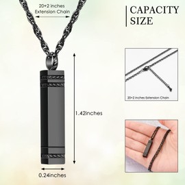 Urn Necklace for Ashes Memorial Cremation Jewelry for Ashes Stainless Steel Ashes Jewelry Cube Ashes Necklace Bar Urn Pendant for Women Men