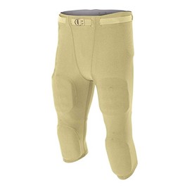 A4 Sportswear Adult Small (Waist 27/Inseam 15.5) Vegas Gold Football Pants Flyless, Built-in Pad Holder
