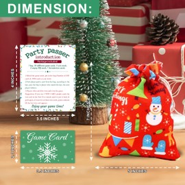 Christmas Red Pass The Bag Game - 44 Game Cards & 1 Pass Bag In Total - Party Game For Adult, Holiday Group Activity & Gathering Prize Game - Home & Office Party Favor & Supplies - A03